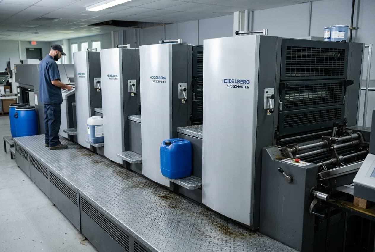 Offset printing machine close-up